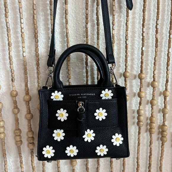 Brandon Blackwood Kuei Daisy Black White Leather Mini Shoulder Y2K Handbag - Picture 1 of 10